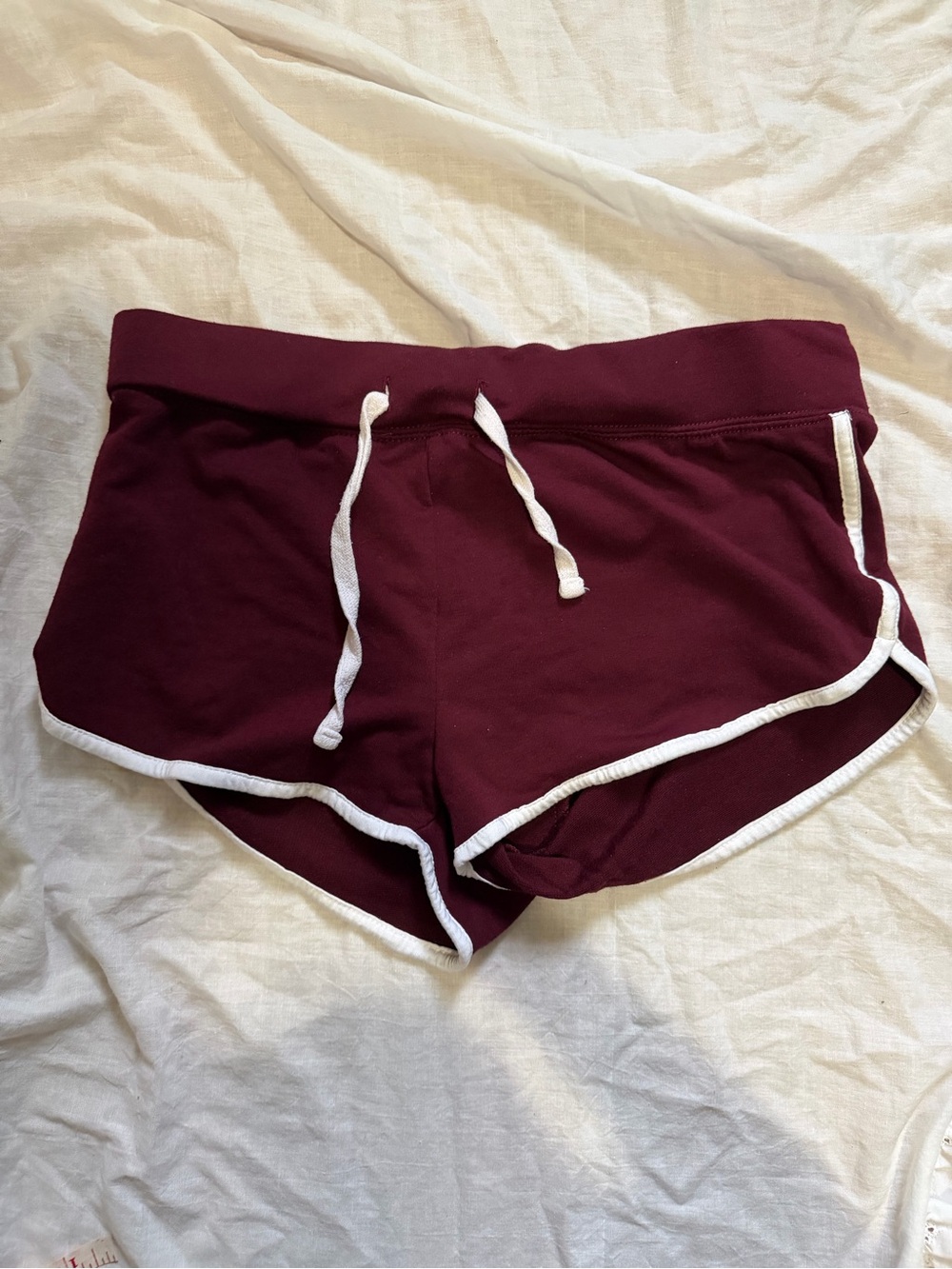 Women's Burgundy Drawstring Athletic Shorts